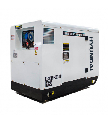 Hyundai DHY12500SE 10kW/12.5kVA 230v Single Phase 3000rpm Mains Standby Silenced + Air Cooled Diesel Generator - Free Oil Included