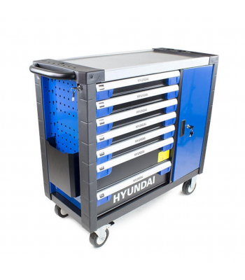 Hyundai HYTC9004 305 Piece 7 Drawer Castor Mounted Roller Premium Tool Chest Cabinet With XXL Stainless Steel Top