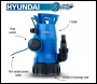 Hyundai HYSP1100CD 1100W Electric Clean and Dirty Water Submersible Water Pump / Sub Pump | HYSP1100CD