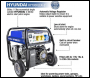 Hyundai HY7000LEK-2 5.5kW / 6.8kVa Recoil & Electric Start Site Petrol Generator 115v/230v (long run tank + wheel kit)