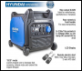 Hyundai HY6500SEi 230V Petrol 6500W/6.5kW Remote Electric Start Portable Inverter Generator inc Wheel Kit, Pure Sine Wave, Accessories + 1200ml Oil