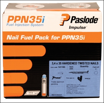 Paslode Impulse PPN35ci Nail Fuel Pack - 35mm, 3.4mm, Twisted Electro GALV (Code 141185)