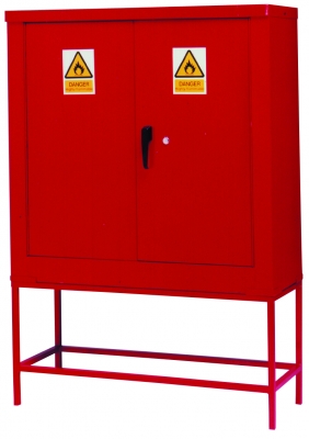 KingFisher Flammables Storage Cabinet c/w Stand (2 Doors, 2 Shelves) - 900x610x1200mm - HS7760