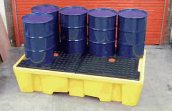 KingFisher 4 x 205L Drum Spill Pallet (250L Sump) - 1380x1290x280mm - PB7622