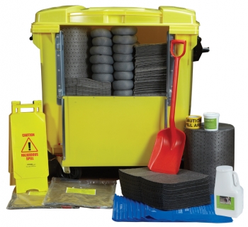 KingFisher 1100L Maintenance Spill Kit - 4-Wheeled Bin (Drop Front) - SK9531