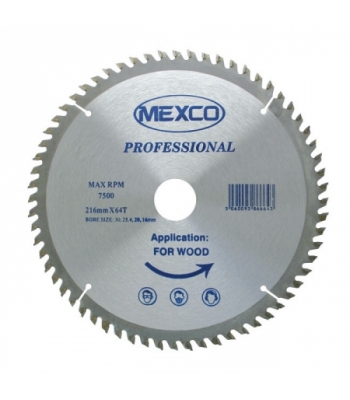 Mexco Tungsten Carbide Tipped NEG/rake Blade 216 X 64t X 30mm - A40TCT21664NEG
