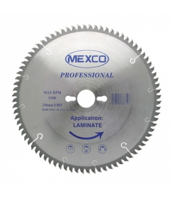 Mexco Tungsten Carbide Tipped Blade NEG/rake: 250 X 80t X 30mm - A40TCT25080NEG