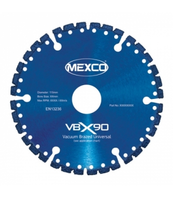 Mexco 115mm Vacuum Brazed Blade Multi-use X90 Range 22.23mm Bore - VBX9011522