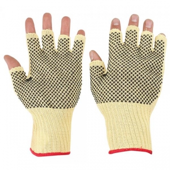 Kevlar Fingerless Gloves With PVC Polkadot - GLKFG20-09 - 9 (L)