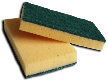 Large Sponge Scourers - CJ1SC1 - 140mm(L) x 90mm(W) x 27mm(D) - PK 10 - Yellow/Green
