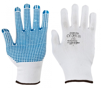Poly / Cotton Knitted PVC Dot Handling Gloves - GL2PD15-09 - 9 (L)