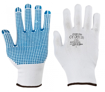 Poly / Cotton Knitted PVC Dot Handling Gloves - GL2PD15-09 - 9 (L)