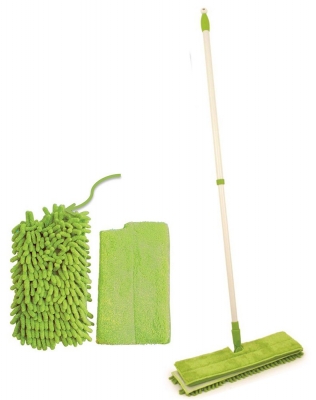 Microfibre Flat Mop With Extending Handle - MO3MFM3 - Adjustable Size - Lime Green