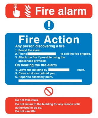 Fire Action Sign - OSF1002 - 250 x 300mm