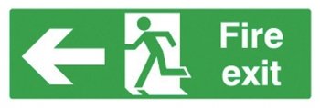 Fire Exit (Arrow Left) Sign - OSFE2002 - 450 x 150mm