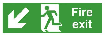 Fire Exit (Arrow Down / Left) Sign - OSFE2004 - 450 x 150mm
