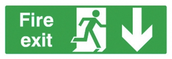 Fire Exit (Arrow Down) Sign - OSFE2007 - 450 x 150mm