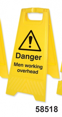 Caution Men Working Overhead Free Standing Sign - OSG7004 - 300 x 575mm