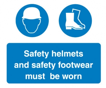 Safety Helmets and Safety Footwear Must Be Worn Sign - OSM5005 - 600 x 400mm