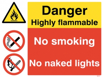 Danger Highly Flammable Sign - OSW4011 - 600 x 450mm