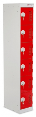 Armorgard Powerstation complete with 6 doors - TB6BB6 - 1800 x 450 x 300mm / Weight: 27kg - Grey/Red