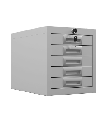 Phoenix MD Series MD0304G 5 Drawer Multidrawer Cabinet in Grey with Key Lock - Code MD0304G