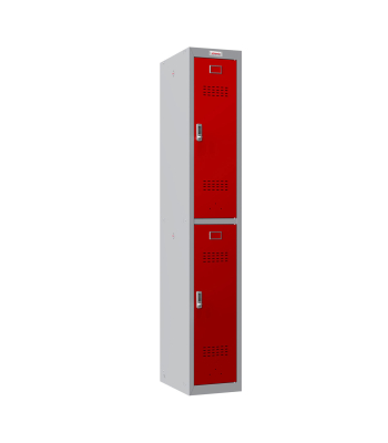 Phoenix PL Series PL1230GRE/ADD 1 Column 2 Door Personal Locker Grey Body/Red Doors with Electronic Locks - Code PL1230GRE