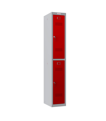 Phoenix PL Series PL1230GRK/ADD 1 Column 2 Door Personal Locker Grey Body/Red Doors with Key Locks - Code PL1230GRKADD