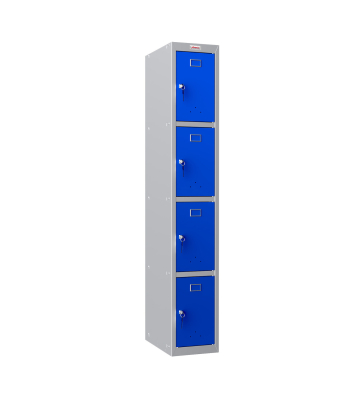 Phoenix PL Series PL1430GBK/ADD 1 Column 4 Door Personal Locker Grey Body/Blue Doors with Key Lock - Code PL1430GBKADD