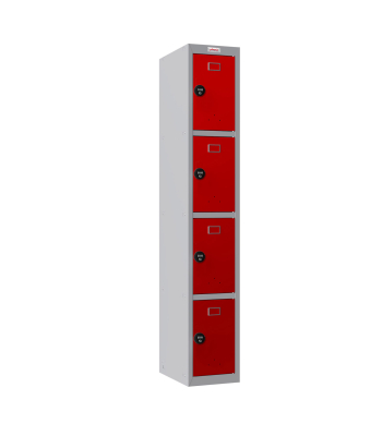 Phoenix PL 300D Series PL1433GRC/ADD 1 Column 4 Door Personal locker in Red with Combination Lock - Code PL1433GRC