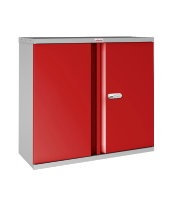 Phoenix SC Series SC1010GRE 2 Door 1 Shelf Stationery Cupboard in Red with Electronic Lock - Code SC1010GRE