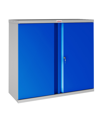 Phoenix SCL Series SCL0891GBK 2 Door 1 Shelf Steel Storage Cupboard Grey Body & Blue Doors with Key Lock - Code SCL0891GBK
