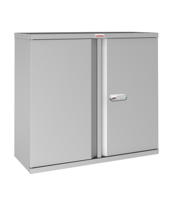 Phoenix SCL Series SCL0891GGE 2 Door 1 Shelf Steel Storage Cupboard in Grey with Electronic Lock - Code SCL0891GGE