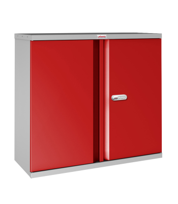 Phoenix SCL Series SCL0891GRE 2 Door 1 Shelf Steel Storage Cupboard Grey Body & Red Doors with Electronic Lock - Code SCL0891GRE