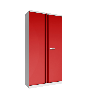 Phoenix SCL Series SCL1891GRE 2 Door 4 Shelf Steel Storage Cupboard Grey Body & Red Doors with Electronic Lock - Code SCL1891GRE