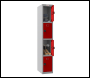 Phoenix PL Series PL1430GRC/ADD 1 Column 4 Door Personal Locker Grey Body/Red Doors with Combination Locks - Code PL1430GRCADD