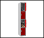 Phoenix PL Series PL1430GRE/ADD 1 Column 4 Door Personal Locker Grey Body/Red Doors with Electronic Lock - Code PL1430GREADD