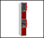 Phoenix PL Series PL1430GRK/ADD 1 Column 4 Door Personal Locker Grey Body/Red Doors with Key Locks - Code PL1430GRKADD
