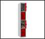 Phoenix PL 300D Series PL1433GRC/ADD 1 Column 4 Door Personal locker in Red with Combination Lock - Code PL1433GRCADD