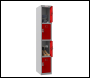 Phoenix PL 300D Series PL1433GRE/ADD 1 Column 4 Door Personal locker in Red with Electronic Lock - Code PL1433GRE