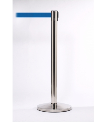 QueueMaster 550 Free Standing Retractable Belt Barrier - 3.4m - Polished Stainless Post - QM550PS