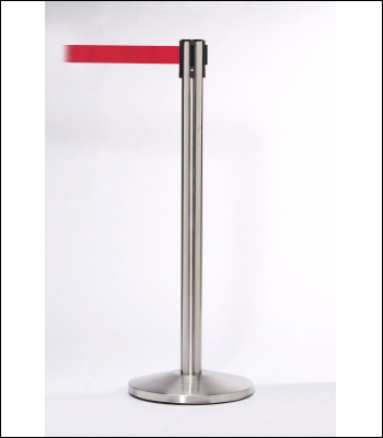 QueueMaster 550 Free Standing Retractable Belt Barrier - 3.4m - Satin Stainless Post - QM550SS