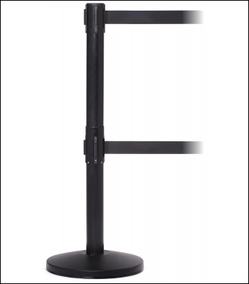 QueueMaster 550 Twin Free Standing Retractable Belt Barrier - 3.4m - Black Post - QM550TwinB