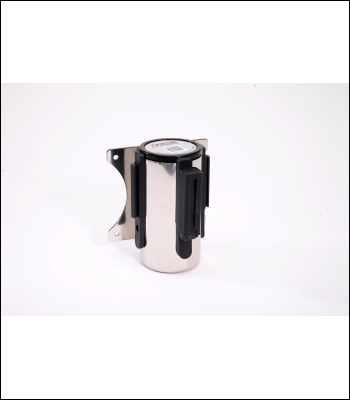 WallMaster 300 Wall Fixed Retractable Belt Barrier - 3m - Polished Chrome Casing - Screw On Wall Fixing - Standard Receiver Clip - WM300PC