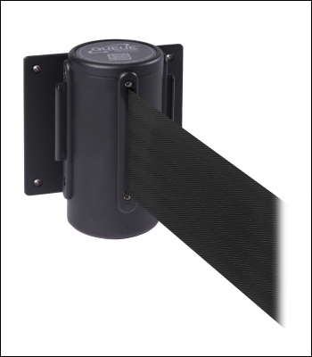 WallMaster 400 Wall Fixed Retractable Belt Barrier - 4.6m - Black Casing - Screw On Wall Fixing - Standard Receiver Clip - WM400B