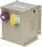 TMC Transformers Wall Mounted Transformer Intermittent Rating 2kVA - Output sockets 1 No Yellow 16A, 110V, 1 No Purple 16A, 24V