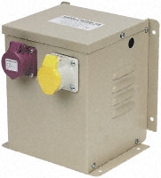 Carroll & Meynell Wall Mounted Transformer Intermittent Rating 2kVA - Output sockets 1 No Yellow 16A, 110V, 1 No Purple 16A, 24V