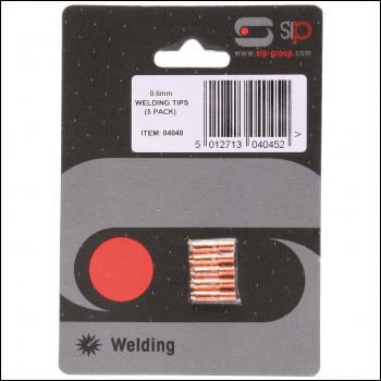 SIP 5x 0.6mm M5 MIG Welding Tip Pack with Display Pack - Code 04040
