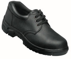 Black Leather Steel Toecap and Steel Midsole Safety Shoe
