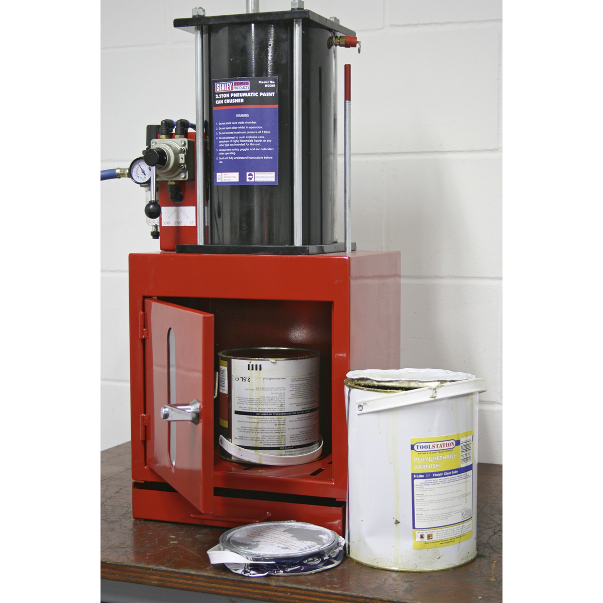 Sealey HCC08 Pneumatic Paint Can Crusher 2.2tonne » Product